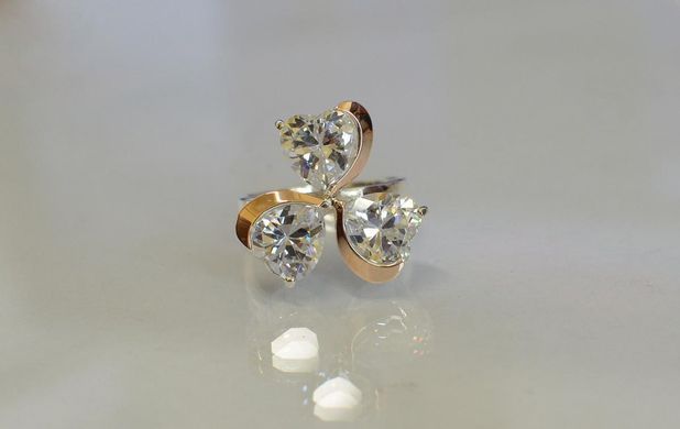 Серебряное кольцо с пластинами из золота 061к 15