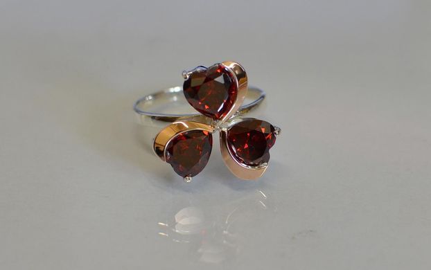 Серебряное кольцо с пластинами из золота 061к 15