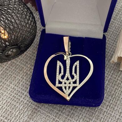 Серебряная подвеска "герб в серце" з золотими вставками