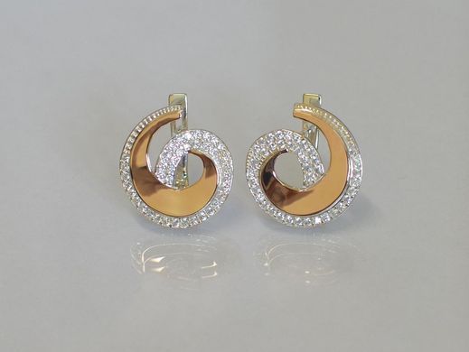 Серебряные серьги с золотыми напайками 095с