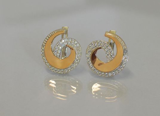 Серебряные серьги с золотыми напайками 095с