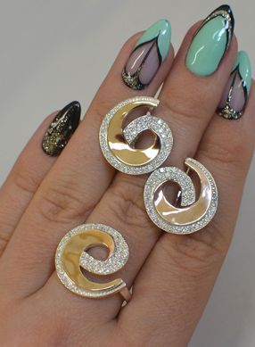 Серебряный набор с накладками золота 095 15