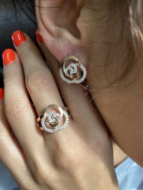 Серебряное кольцо с золотыми вставками 168к 15.5