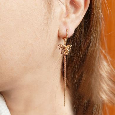 Сережки підвіски Xuping Метелики медичне золото позолота 18К А/В 1-4072