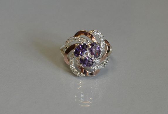 Кільце з срібла з золотими напайками 083к 15