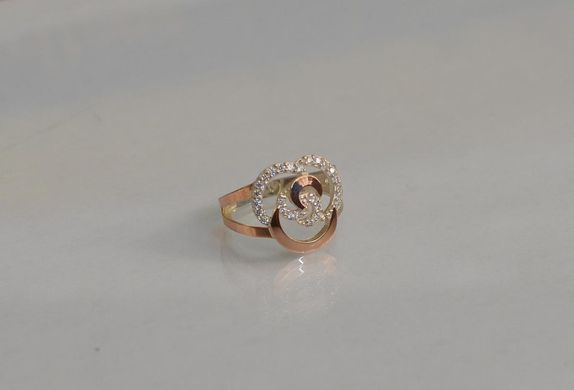 Серебряное кольцо с золотыми вставками 168к 15.5