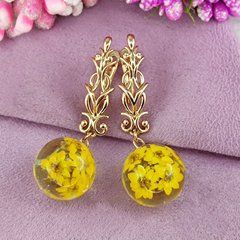 Серьги из эпоксидной смолы позолота 18К S-0044