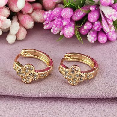 Сережки кільця Xuping Чотирилисник медичне золото позолота 18К А/В 1-4322