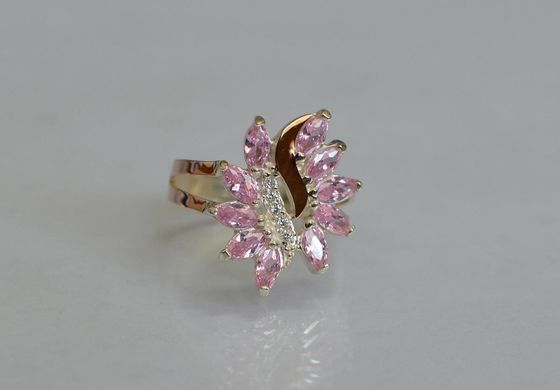 Серебряное кольцо с золотыми вставками 170к 15