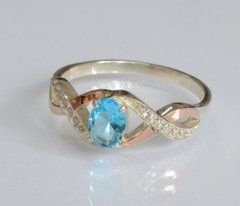 Серебряное кольцо с золотыми вставками 143к 22