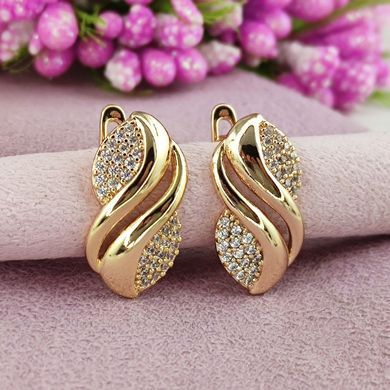 Серьги Xuping медицинское золото позолота 18К английский замок А/В 1-4296