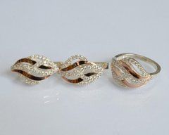 Серебряный набор с золотыми пластинами 077 22