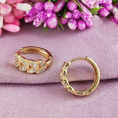 Сережки кільця Xuping Колосочки медичне золото позолота 18К А/В 1-4146 А/В 1-4146 фото Сережки кільця Xuping Колосочки медичне золото позолота 18К А/В 1-4146