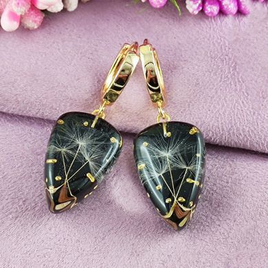 Серьги из эпоксидной смолы позолота 18К S-0043