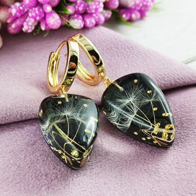 Серьги из эпоксидной смолы позолота 18К S-0043