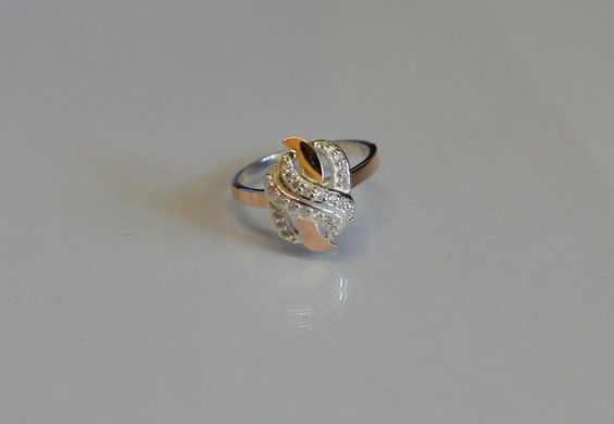 Серебряное кольцо с напайками из золота 060к 15