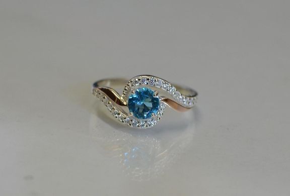 Серебряное кольцо с золотыми пластинами 072к 15