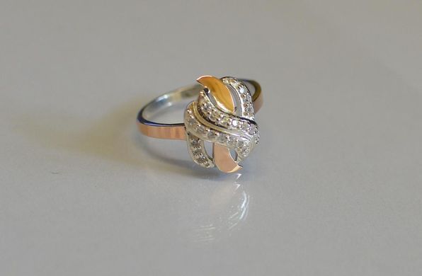 Серебряное кольцо с напайками из золота 060к 15