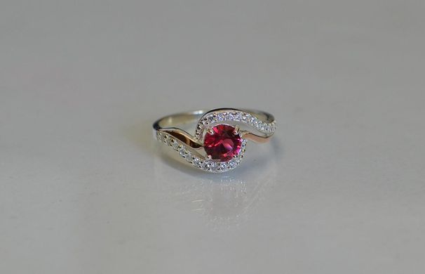 Серебряное кольцо с золотыми пластинами 072к 15