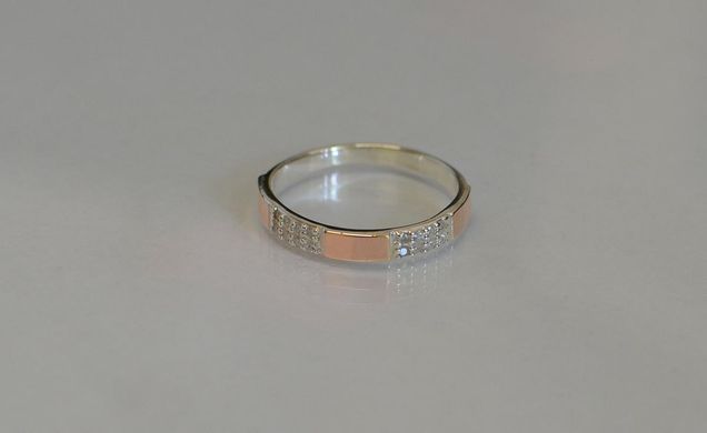 Серебряное кольцо с пластинами из золота 041к 15
