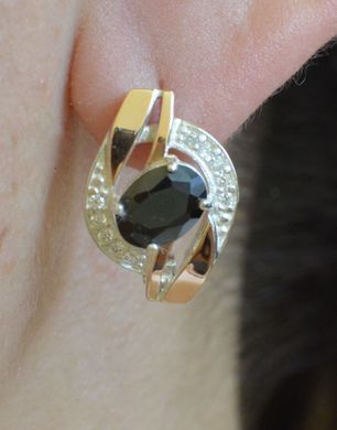 Серебряные серьги с напайками из золота 090с