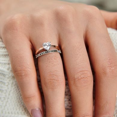 Серебряное кольцо с золотыми вставками "Люблю тебя" 317к 15