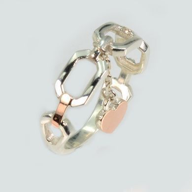 Серебряное кольцо с золотыми вставками 304к 15