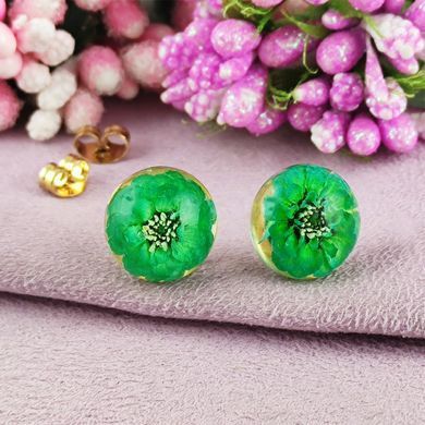 Серьги гвоздики из эпоксидной смолы позолота 14К (ЛИМОН) S-0048