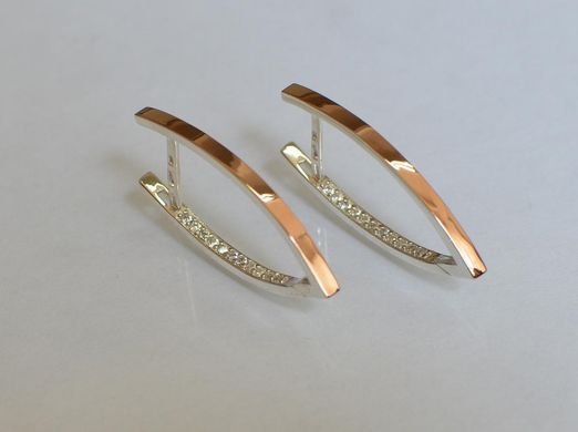 Серебряные серьги со вставками из золота 051с