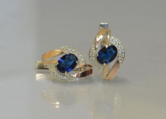 Серебряные серьги с напайками из золота 090с