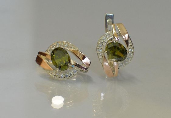 Серебряные серьги с напайками из золота 090с