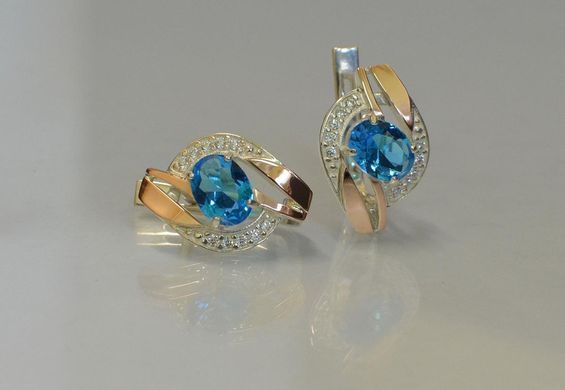 Серебряные серьги с напайками из золота 090с