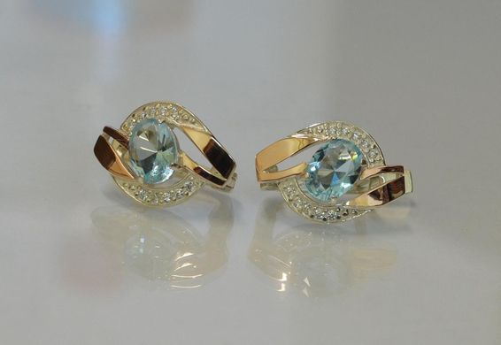 Серебряные серьги с напайками из золота 090с