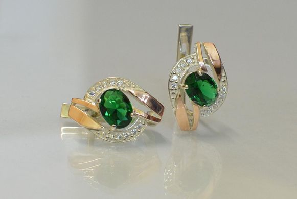 Серебряные серьги с напайками из золота 090с