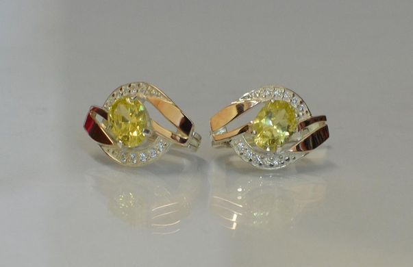 Серебряные серьги с напайками из золота 090с