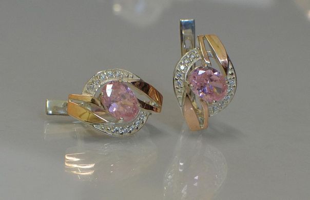 Серебряные серьги с напайками из золота 090с