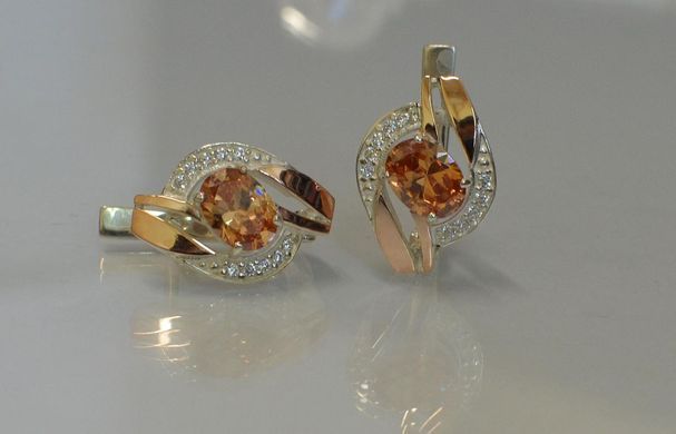 Серебряные серьги с напайками из золота 090с