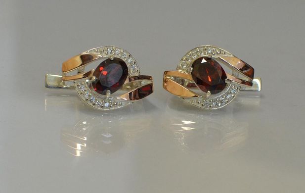 Серебряные серьги с напайками из золота 090с