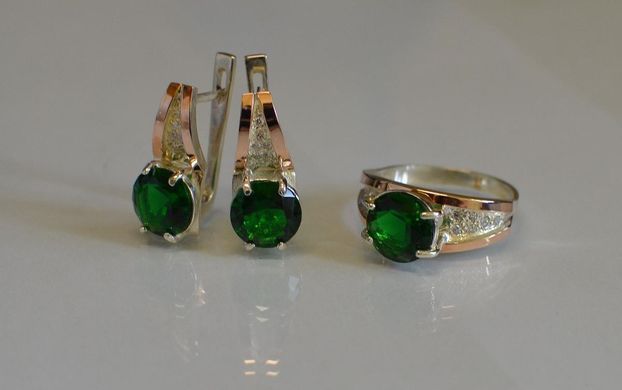 Серебряный набор с золотыми пластинами 026 15