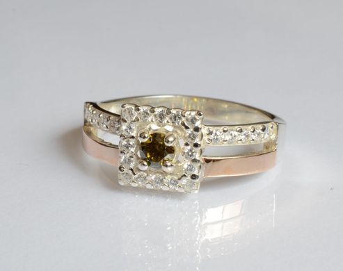 Серебряное кольцо с золотыми вставками 179к 15