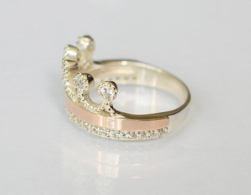 Серебряное кольцо с напайками из золота 016к 15