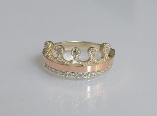 Серебряное кольцо с напайками из золота 016к 15