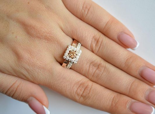 Серебряное кольцо с золотыми вставками 179к 15