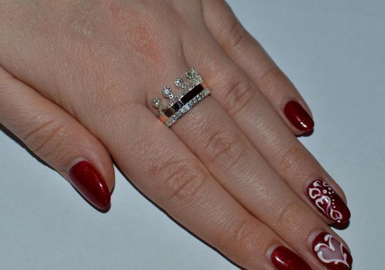 Серебряное кольцо с напайками из золота 016к 15
