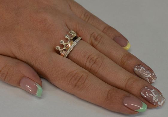 Серебряное кольцо с напайками из золота 016к 15