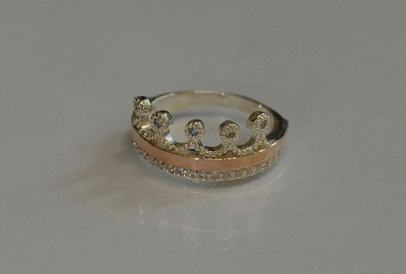 Серебряное кольцо с напайками из золота 016к 15