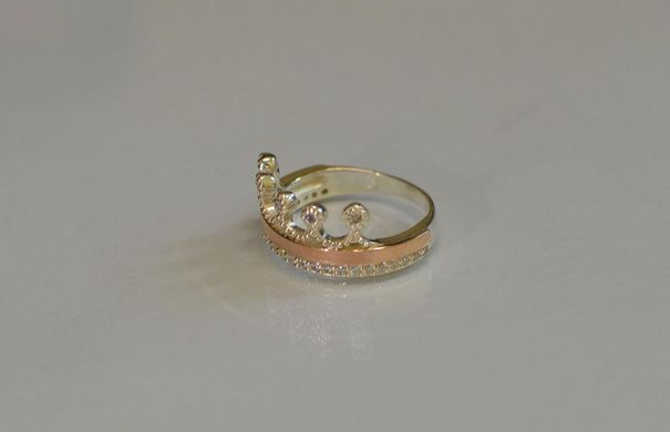 Серебряное кольцо с напайками из золота 016к 15