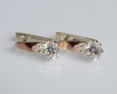 Серебряные серьги с золотыми вставками 124с