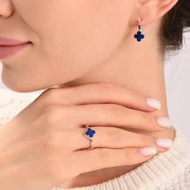 Серебряное кольцо с клевером и золотыми вставками 307к-4 15