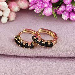 Сережки кільця Xuping чорні медичне золото позолота 18К А/В 1-4283